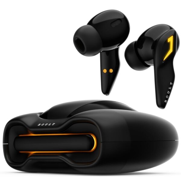 Boult Audio UFO Truly Wireless in Ear Earbuds with 48H Playtime, Built-in App Support, 45ms Low Latency Gaming, 4 Mics ENC, Breathing LEDs, 13mm Bass Drivers Ear Buds TWS, Made in India (Black Gloss)