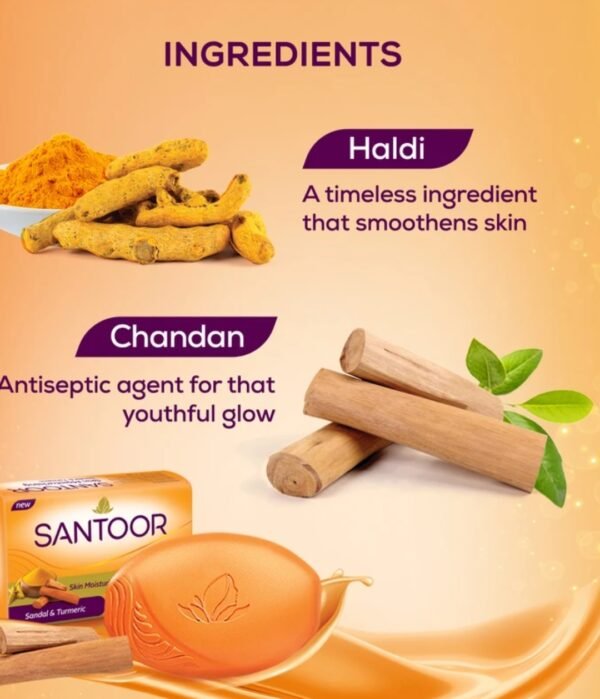 Santoor Turmeric Soap (Pack of 4) 100g - Image 3